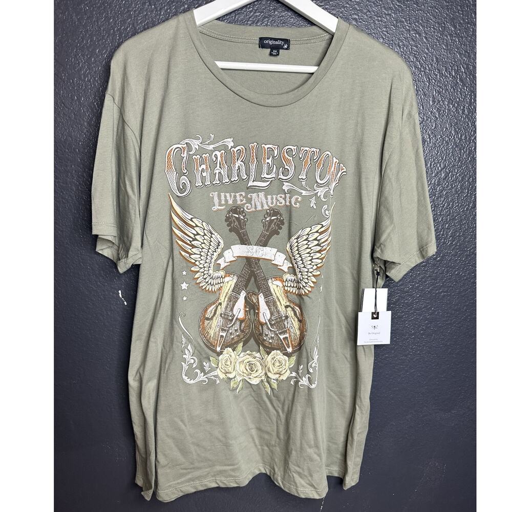 Originality Charlestone Live Music Short Sleeve T-Shirt womens Size Medium NWT - Picture 3 of 8